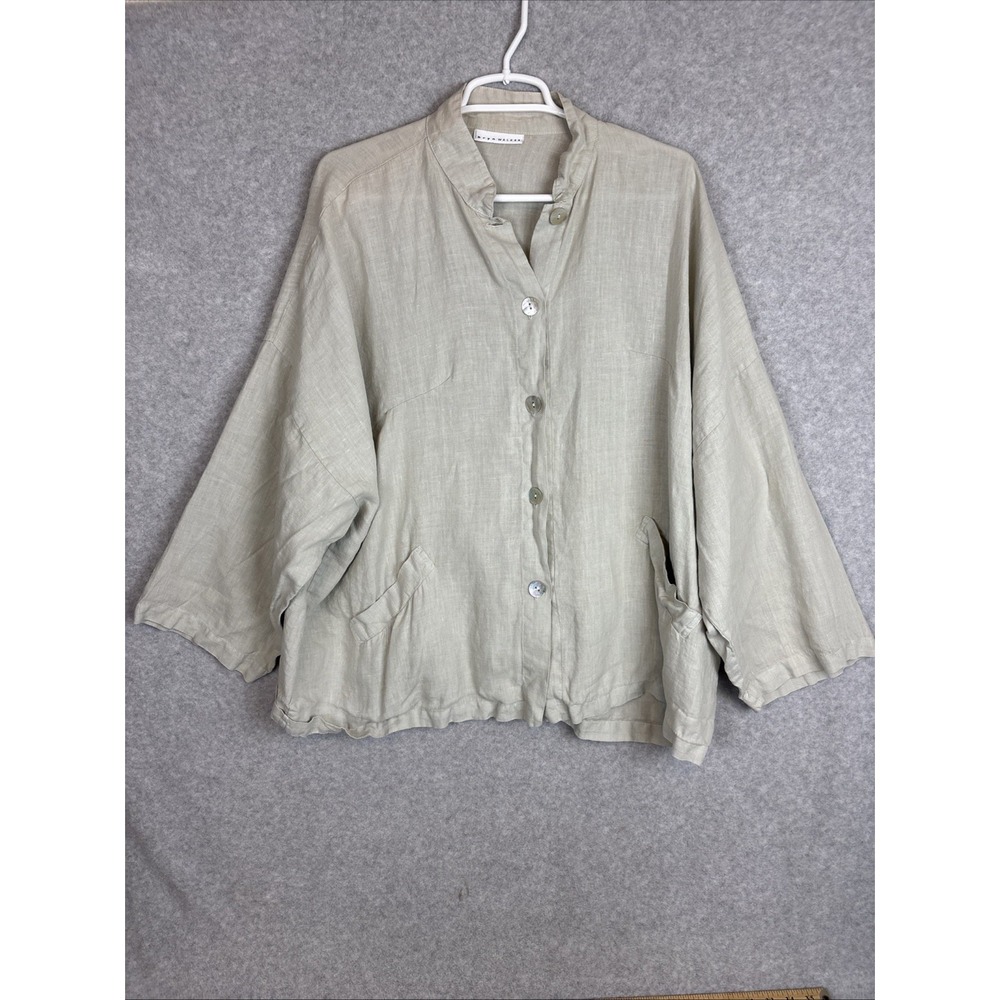 Bryn Walker Danuta Jacket Women's Medium Beige 100% Linen Oversized  Lagenlook